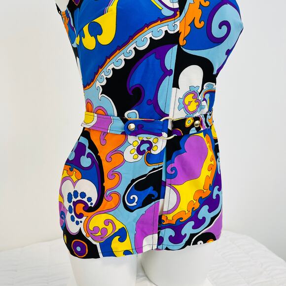 St Michael Genuine 60s Vintage One-Piece Bathing Suit Pointy Bust Sz 38 (S/M) - Picture 3 of 11